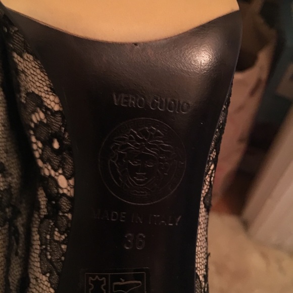 Vintage Versace Leather and Lace Heeled Booties